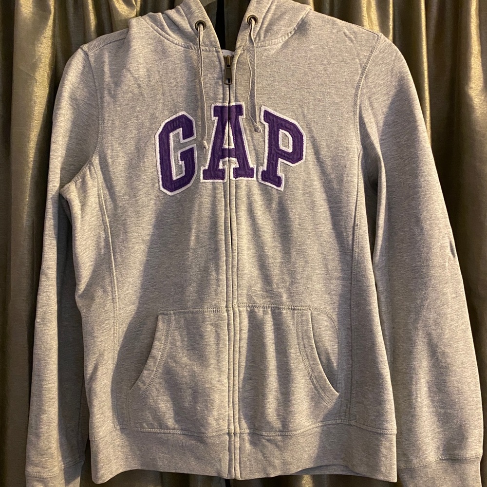 Gap grey hooded zipper sweater